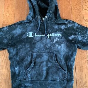 Black and white champion hoodie